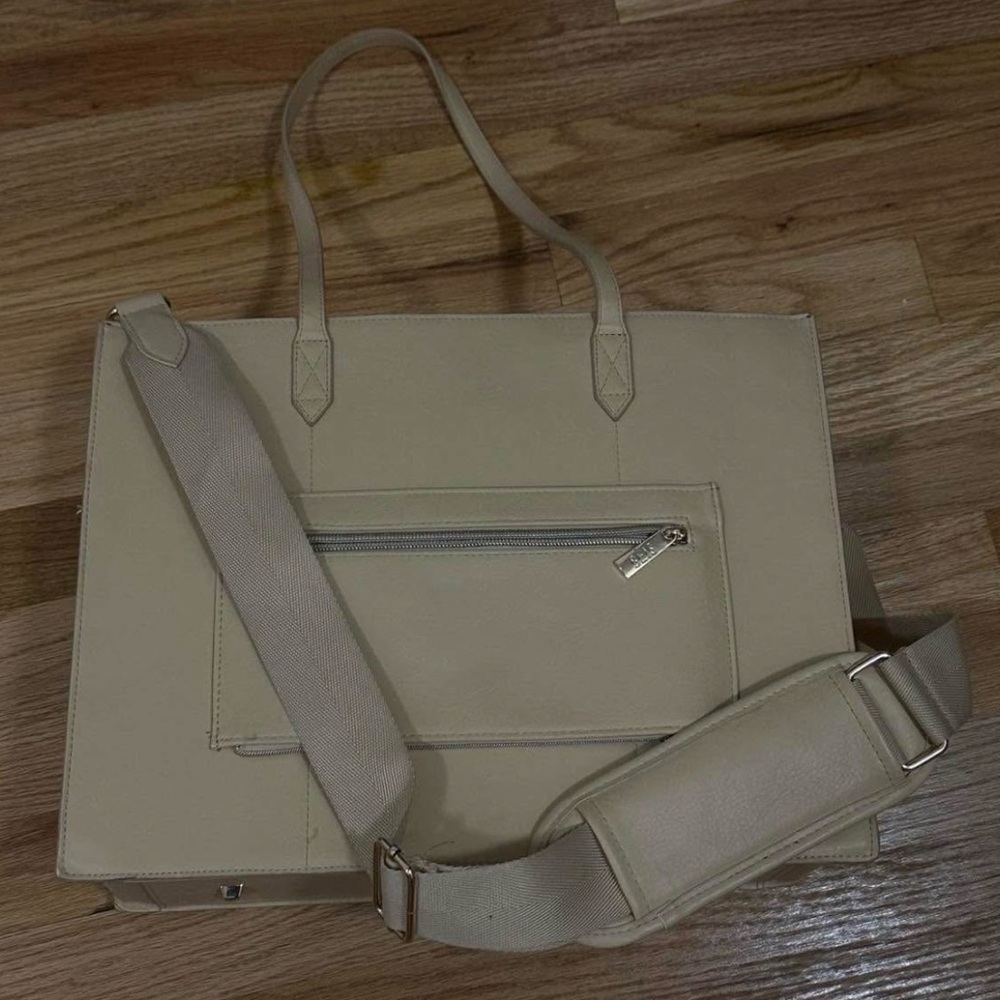BEIS Beige Work Tote with Detachable Strap